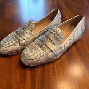 Donald J. Pliner Metallic Silver Loafers